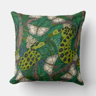 entangled forest green throw pillow