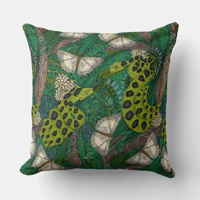 entangled forest green throw pillow (Front)