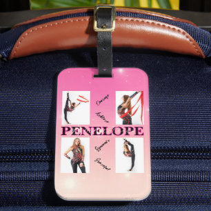 Entangled Gymnastics Pink 4 Photo Encouragement Luggage Tag