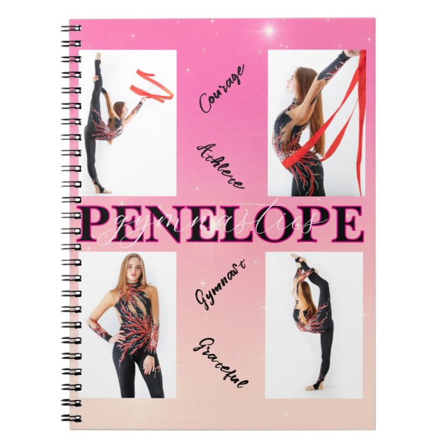 Entangled Gymnastics Pink 4 Photo Encouragement Notebook (Front)