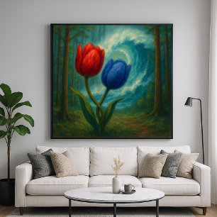 Entangled Tulips - Painterly Style Floral Art Poster