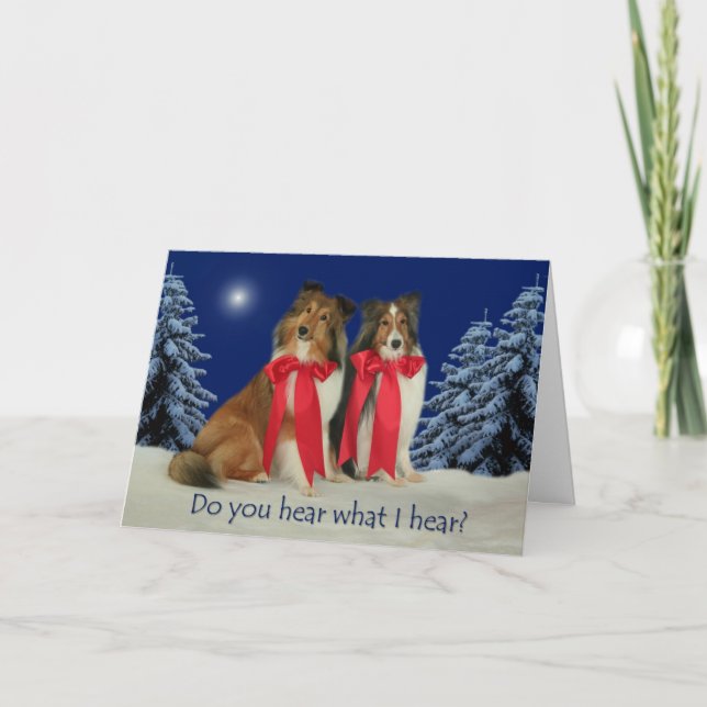 Entendez-vous ? Carte de Noël de Sheltie (Devant)