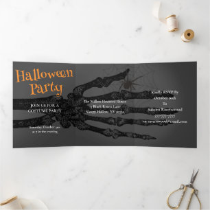 Enter At Your Own Risk Halloween Party Tri-Fold Invitation
