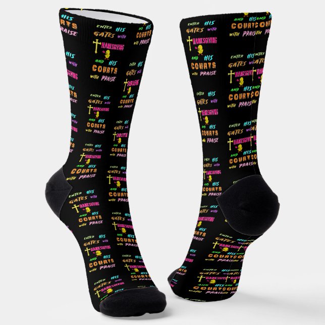 Enter His Gates Chick November Cross Thanksgiving Socks (Angled)