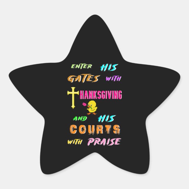 Enter His Gates Chick November Cross Thanksgiving Star Sticker (Front)