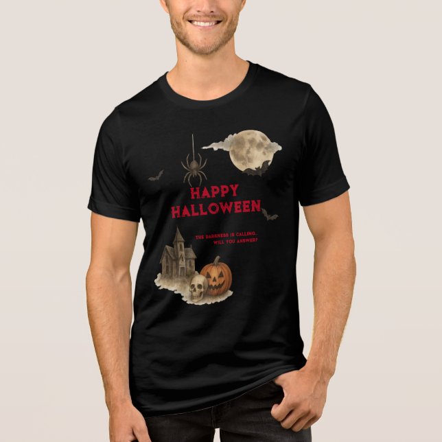 Enter If You Dare - Spooky Haunted House Halloween Tri-Blend Shirt (Front)