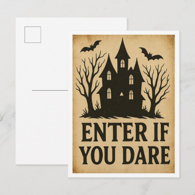 Enter if You Dare Vintage Halloween  Postcard (Front/Back)