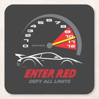 'Enter Red: Defy All Limits'  Square Paper Coaster