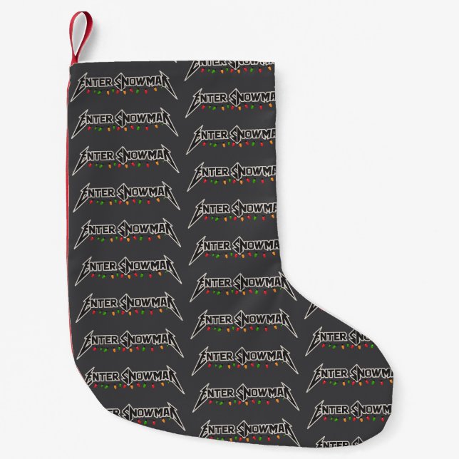 Enter Snowman Christmas Rocker Winter Rock Metal Small Christmas Stocking (Front)