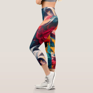 Enter The Garden – Expressive Floral Abstraction Capri Leggings