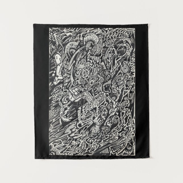 Enter, The Microdot Man Tapestry (Front)