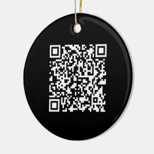 Enter URL & Create Scannable QR Code   Black White Ceramic Ornament