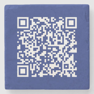 Enter URL Instantly Generated QR Code Navy Blue Stone Coaster