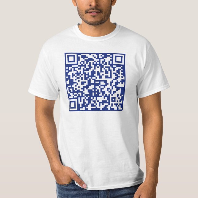 Enter URL Instantly Generated QR Code | Navy Blue T-Shirt (Front)