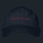 Enter Your Name Here Custom Text Printed-Hat Cute Embroidered Hat<br><div class="desc">Enter Your Name Here Text Name Printed Front side view. Looks Nice and wear all the season. You Can edit the name as you like.
Hat Colour: Navy Colour Cap</div>