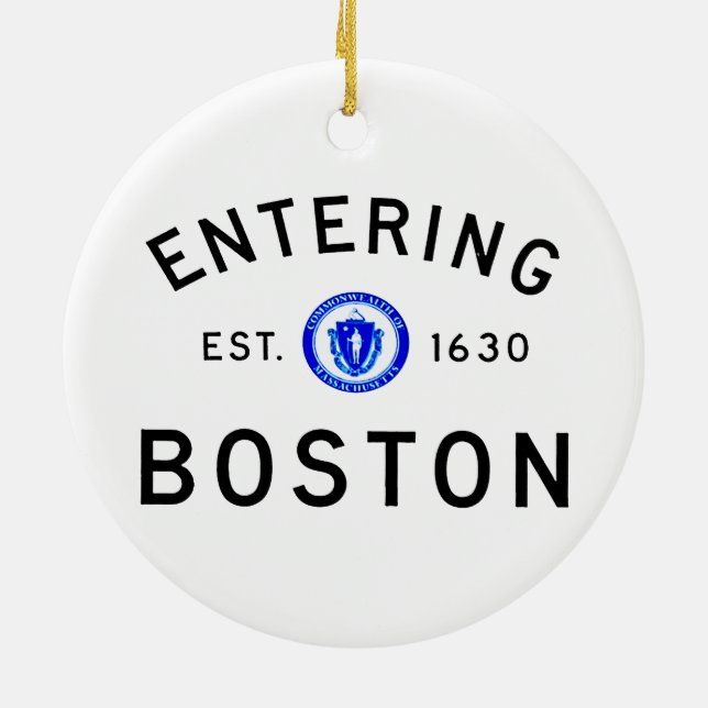 Entering Boston Ceramic Ornament (Back)