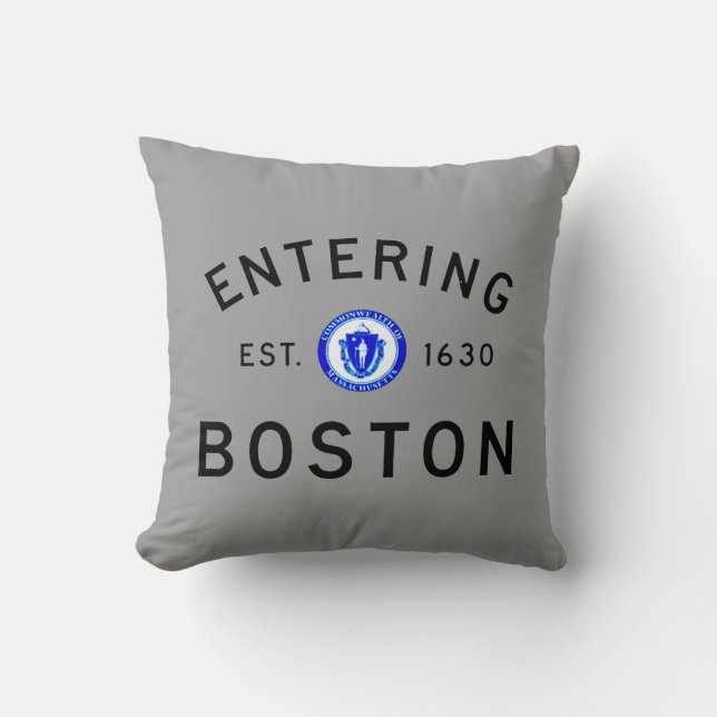 Entering Boston Throw Pillow (Front)