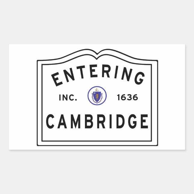 Entering Cambridge Massachusetts Sticker (Front)