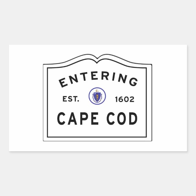 Entering Cape Cod Massachusetts Sign Sticker (Front)