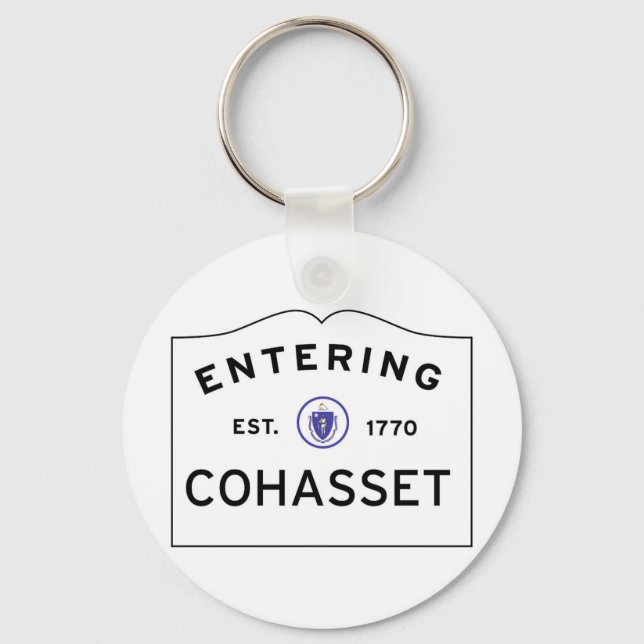 Entering COHASSET MASSACHUSETTS Street Sign Keychain (Front)