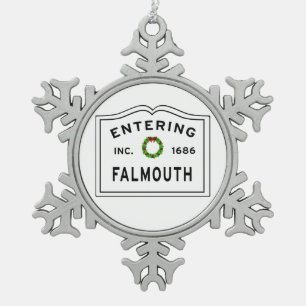 Entering Falmouth Snowflake Pewter Christmas Ornament