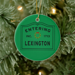 Entering Lexington MA Ceramic Ornament