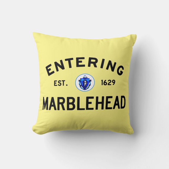 Entering Marblehead Throw Pillow (Front)