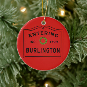 Entering Massachusetts Town Burlington Ceramic Orn Ornament