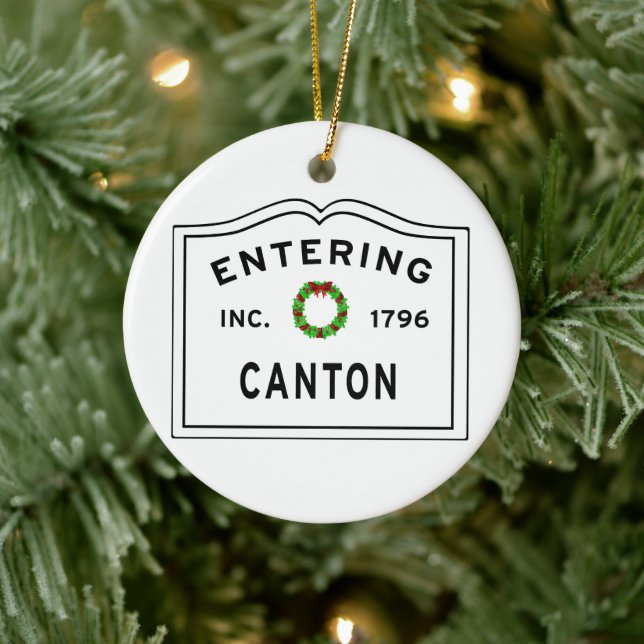 Entering Massachusetts Town Canton Ceramic Ornament (Tree)