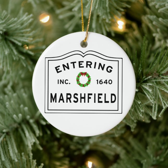 Entering Massachusetts Town Marshfield Ceramic Ornament (Tree)