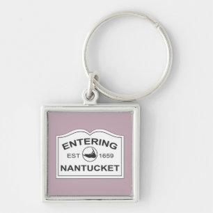 Entering Nantucket Keepsake Sign White & Lavender Keychain