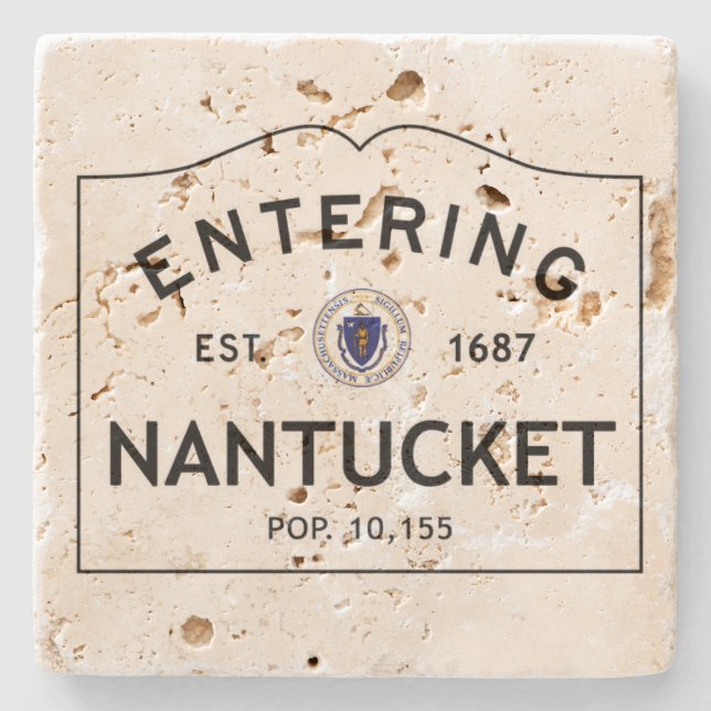 Entering Nantucket Travertine Coaster (Front)
