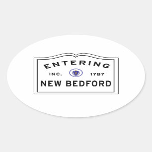 Entering New Bedford MA Sign Oval Sticker