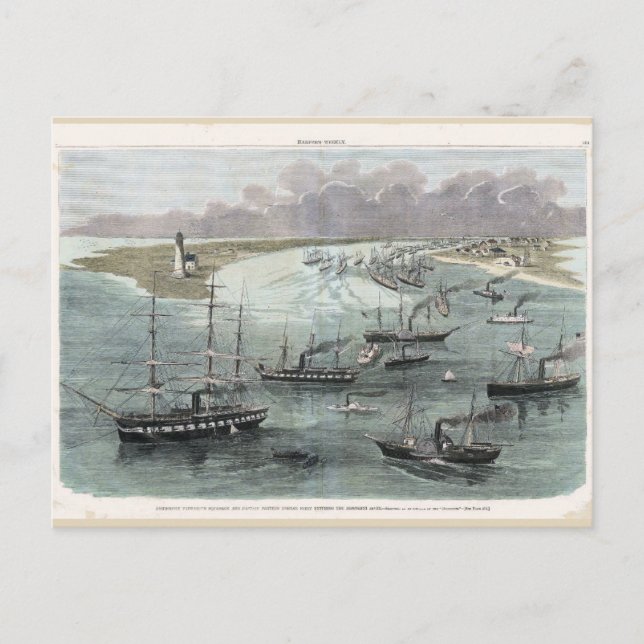 Entering New Orleans, Commodore Farragut’s Ships Postcard (Front)