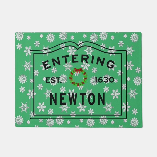 Entering Newton Christmas Doormat (Front)