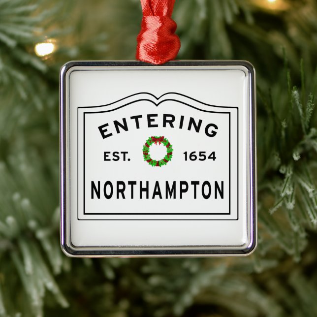 Entering Northampton Massachusetts Metal Ornament (Tree)