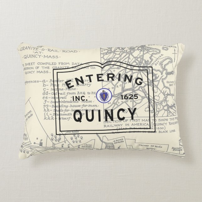 Entering Quincy MA Accent Pillow (Front)
