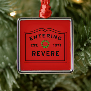 Entering Revere, MA Christmas Metal Ornament