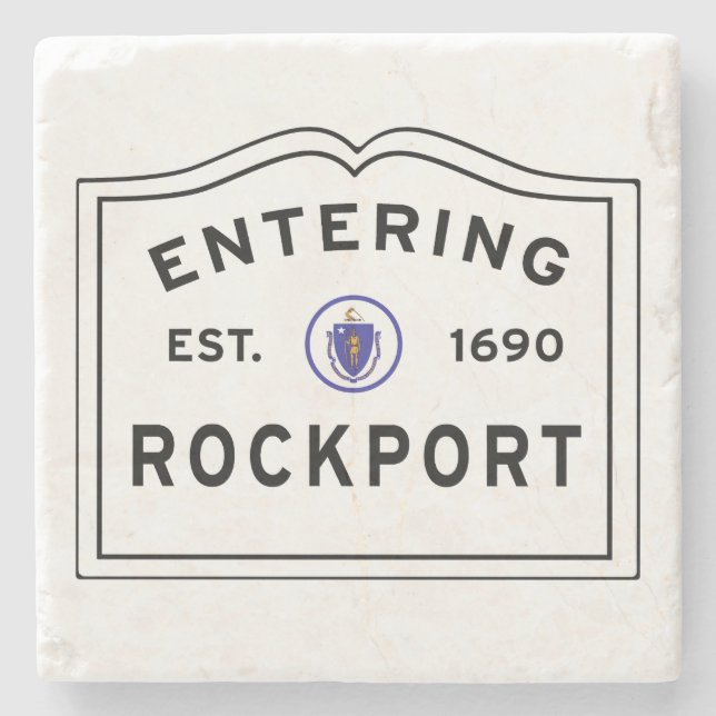 Entering Rockport Massachusetts Stone Coaster (Front)