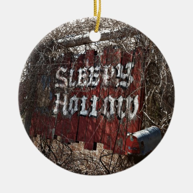 Entering the Sleeping Hollow Ceramic Ornament (Front)