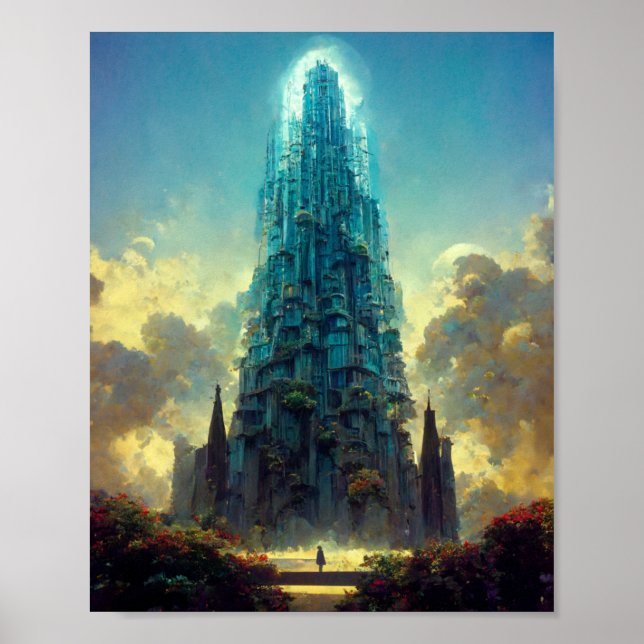Entering The Tower Fantasy Sci-Fi Art Poster (Front)