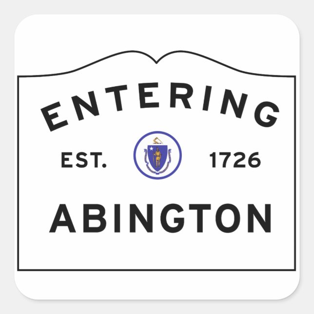 Entering the Town of Abington MA Square Sticker (Front)