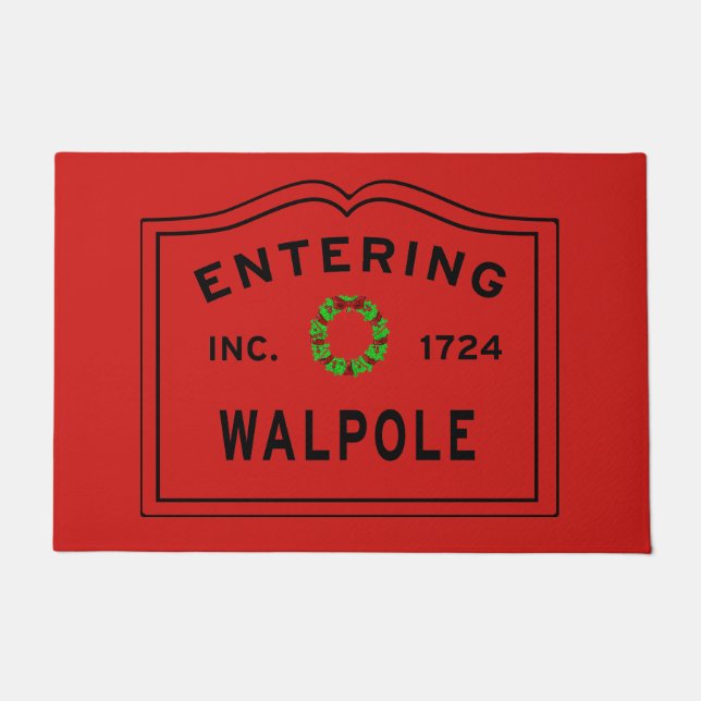 Entering Walpole Massachusett Christmas Doormat (Front)