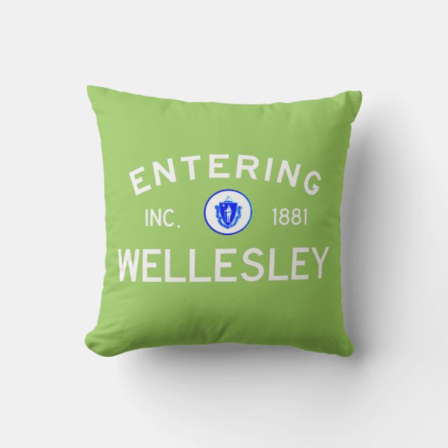 Entering Wellesley Throw Pillow (Front)