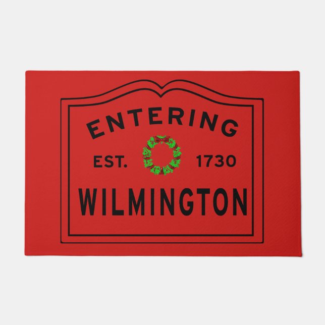 Entering Wilmington MA Christmas Doormat (Front)
