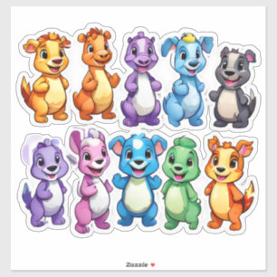 Entertaining set of cartoon animal stickers