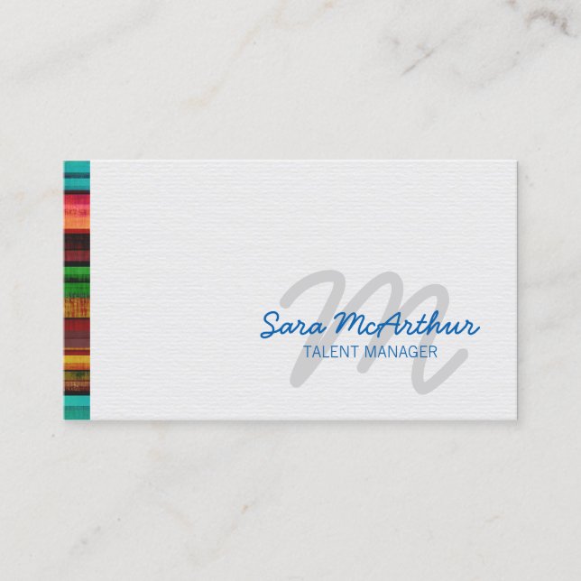 Entertainment Professional Cursive Monogram Business Card (Front)