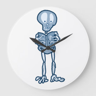 Enthraled Ethan Literary Skeleton with Book Large Clock