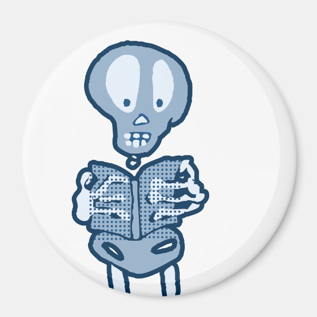 Enthraled Ethan Literary Skeleton with Book Magnet (Front)