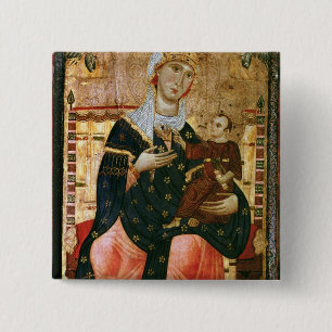 Enthroned Madonna and Child, c.1260 2 Inch Square Button